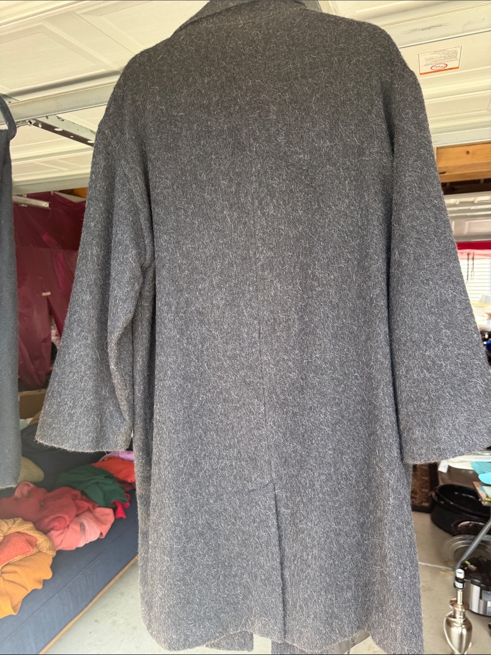 EILEEN FISHER Dark Charcoal Zip-Front Wool-Blend Trench Coat - Picture 2 of 2